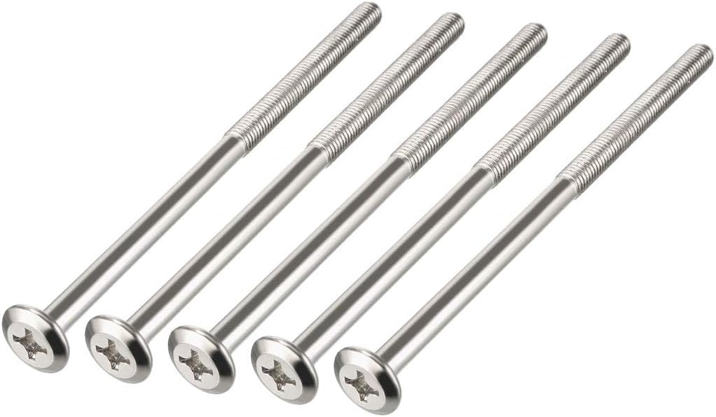 sourcing map M6x120mm Phillips Head Screws Furniture Bolts 58mm Thread Length 5pcs, Silver