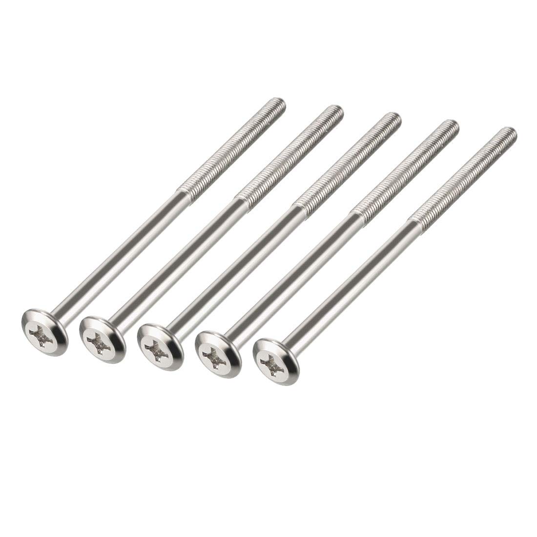 sourcing map M6x120mm Phillips Head Screws Furniture Bolts 58mm Thread Length 5pcs