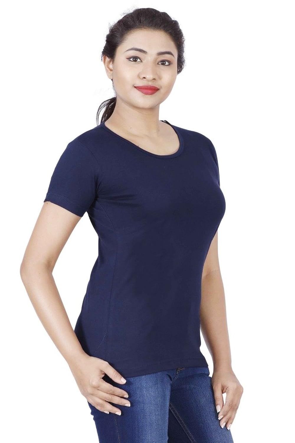 fleximaa women's cotton round neck plain t-shirt (pack of 2)