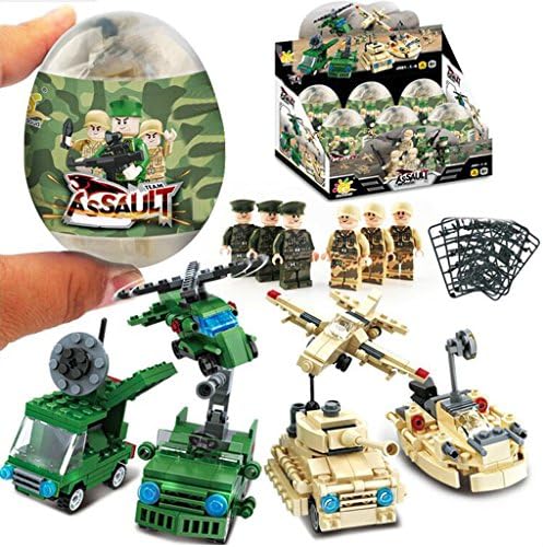 UKnows Military Building Blocks Educational Construction Toy Tank with Carrying Egg New