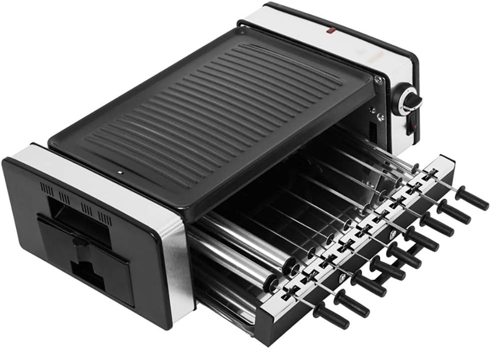 review Multifunctional Double Layer Electric Grill, Non-Stick Baking Tray, Temperature Adjustment, Black (1200W)