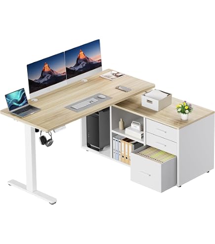 Amazon.com: Marsail L-Shaped Executive Standing Desk with File