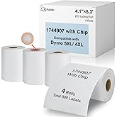 Msudoku 4.1 x 6.3 Direct Thermal Shipping Label Extra-Large 1744907 Compatible for DYMO Authentic LW LabelWriter 5XL 4XL Label Printer, with RFID Chip, White, 4-Rolls, Total 880