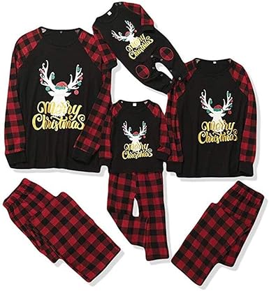 Christmas Family Matching Pyjamas Set Holiday Matching Family Christmas Pajamas Set Xmas Pjs Long Sleeve Tops Red Plaid Pants Sleepwears Family Jammies Amazon Co Uk Clothing
