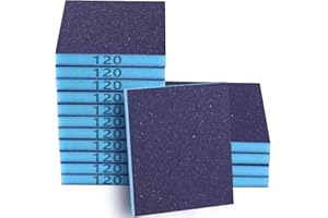 Necosthua 16 Pack 120 Grits Sanding Sponge Medium Sanding Block, Washable and Reusable Wet Dry Sandpaper Block Sandpaper Sponge for Wood Metal FurniturePaint and Drywall