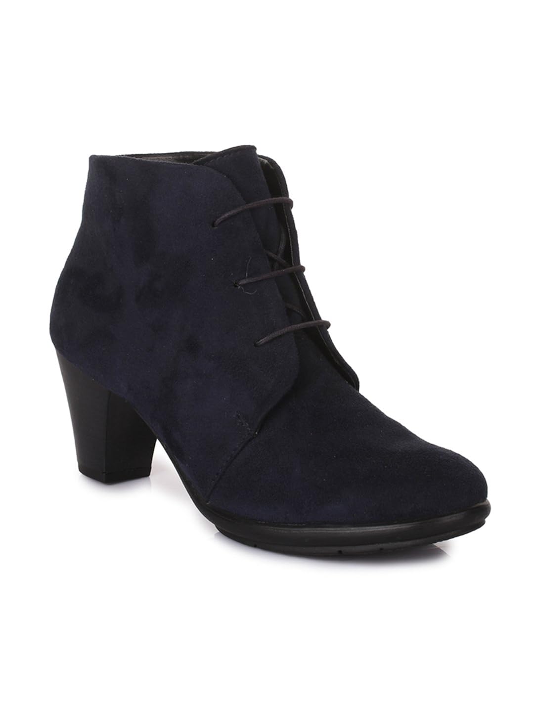 bruno manetti women (ay-102) navy blue suede leather heeled boots