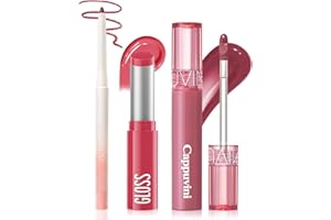 KIMUSE 3PCS Lip Combo Set - Matte Lip Liner Pencil + Hydrating Tinted Lip Balm + Juicy Lip Gloss Tint, Non-Sticky, Long-Lasting, High Pigment Lip Makeup Kit (Juicy Plum Set)