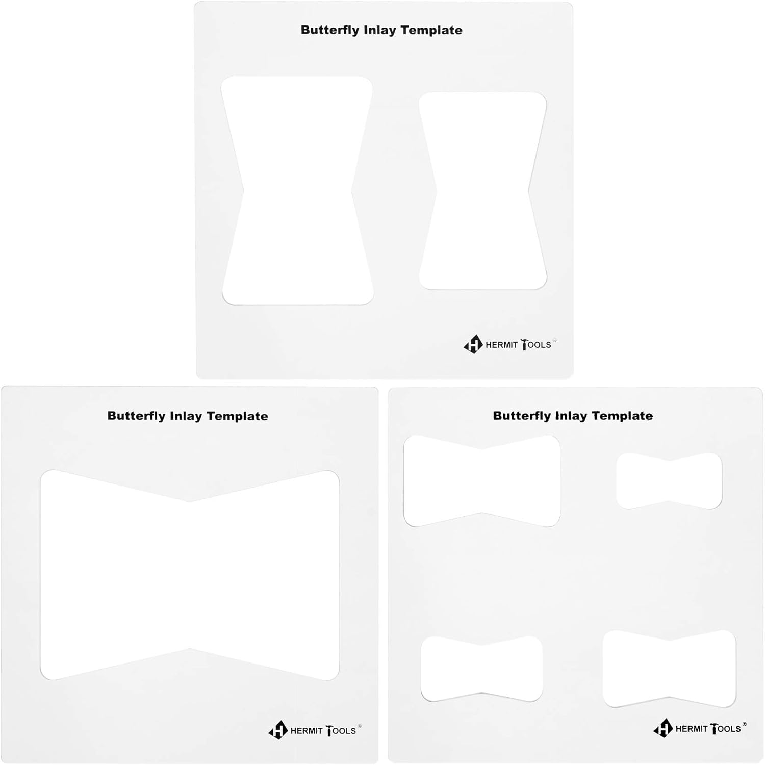 HERMIT TOOLS Butterfly Inlay Template Set ( Pack of 3 ) | Decorative Templates for Woodworking: Kitchen & Dining
