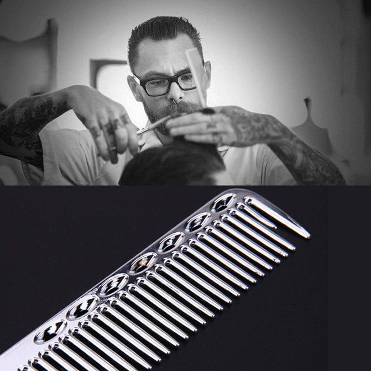 SOONHUA Hair Comb with Professional Barber Hairdressing Steel Space Aluminum Metal Hair Cutting Comb Detangling Comb for Hair Cutting Styling & Grooming - Image 5