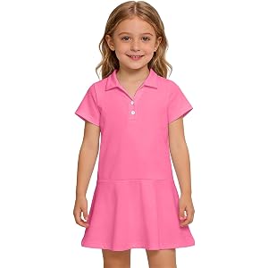 SIYBVTVI Uniform Dresses for Girls Kids Summer Short Sleeve Athletic Tennis Polo Dress A-Line Twirl Back to School Dress