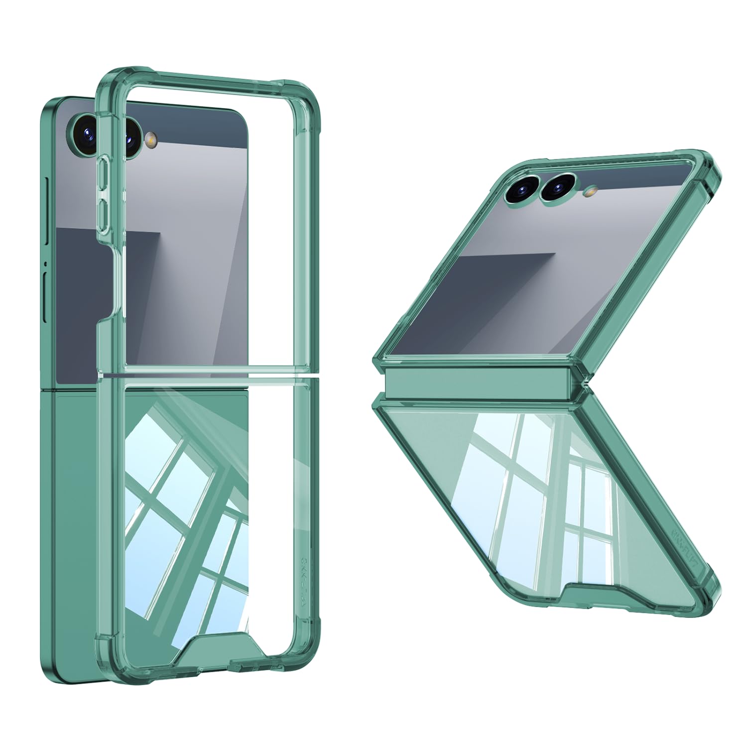 Photo 1 of SHIEID Galaxy Z Flip 7 Clear Case – Slim Transparent Shockproof Airbag Cover, Anti-Yellowing Soft TPU Protective Case for Samsung Galaxy Z Flip 7,Mint Green