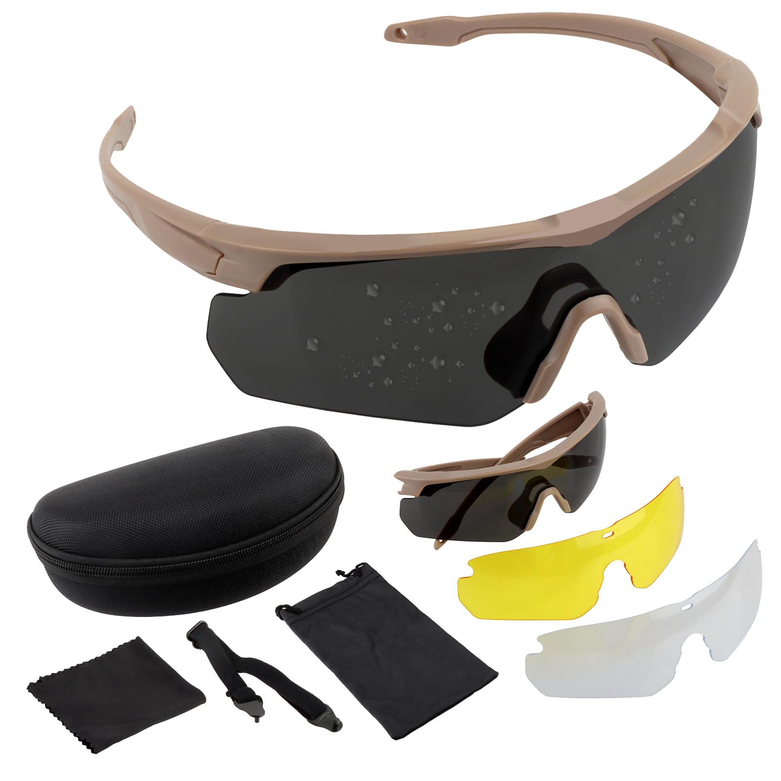 FOCUHUNTER Sports Glasses Anti Fog Goggles, Eyewear, Driving Glasses Sunglasses Goggles Men & Women for Cycling, Hiking, Running, Reading, and Shooting (Khaki Frame)