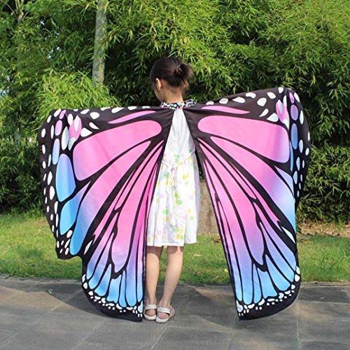 Monarch Butterfly Wings,Kemilove Prop Soft Fabric Butterfly Wings Shawl Fairy Ladies Nymph Pixie Costume Accessory (Kid,136108CM, Pink) - Thumbnail 3