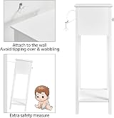 Yaheetech White Slim Bedside Table Set of 2 Narrow Nightstand with Drawers view 8