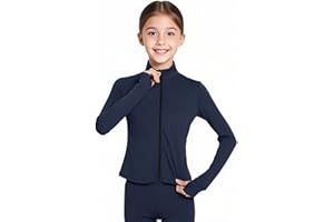 Girls Stand Collar Zipper Elastic Slim Coat, High Waist Flare Pants, Kids Athletic Yoga Dance Gym Set