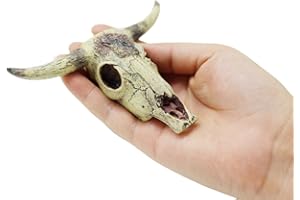 Leoyoubei Aquarium Decoration, Fish Tank Small Skull,Fish Turtle Hidden, Bonsai beautification. Cave Landscape Pet Reptile House Shrimps & Snails Love Them (Cattle Skull)