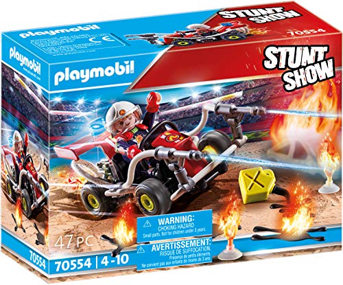 PLAYMOBIL Stuntshow 70554 Feuerwehrkart, Für Kinder von 4-10 Jahren