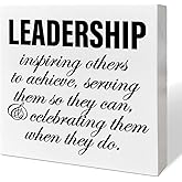 Leader Gifts for Women Men, Thank You Appreciation Gifts for Leader Boss Mentor Teachers, Leader Boss Day Retirement Birthday Christmas Gifts, Leadership Inspiring Others to Achieve, Wooden Box Sign Desk Decor