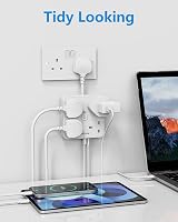 Mscien 4 Gang Extension Lead 4 USB (USB-C 3A) Short Cord Power Strip Wall Mount view 7