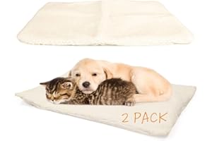 PARTYSAVING 2 Pack Self Heating Snooze Pad Pet Bed Mat for Pets Cats, Dogs and Kittens for Travel or Home, APL2255, White