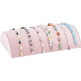 FINGERINSPIRE Pink Bracelet Display Stand Velvet Bracelet Display Holder Jewelry Bracelet Watch Necklace Storage Rack Jewelry Organizer Displays for Home, Retail, Counter Top, Photographic Props