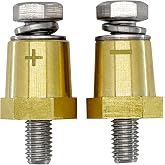 Ampper M8 Thread Bolt Brass Battery Terminal Charging Posts Adapter, 2 Pc | METRIC M8 Battery Terminal Charging Posts, Battery Post Adapter (+/-) with Solid M8 Bolts as Male Posts Direct to Battery