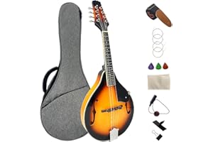 YoungMonic Mandolin Musical Instrument A Style Acoustic Mandolin Instrument Kit 8 String for Beginners Adults with Carrying Case Extra Strings Picks Cleaning Cloth