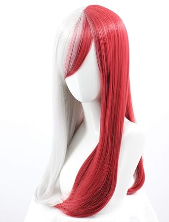 Amazon Com Long Straight Silver White Dark Red Cosplay Wig Beauty