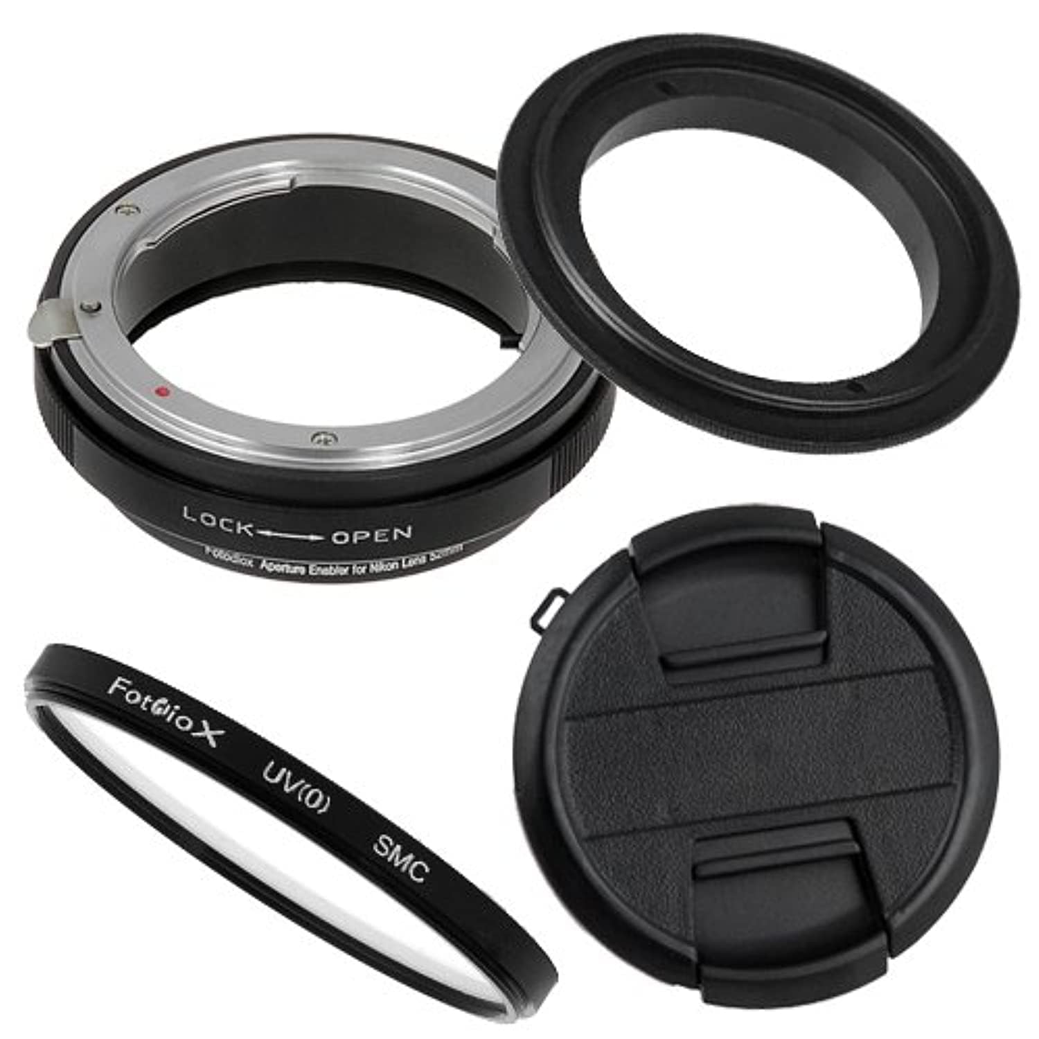 Fotodiox M-Reverse-58-Nikon-Kit RB2A 58MM Macro Reverse Ring Kit with G and DX Type Lens Aperture Control, 52MM Lens Cap and 52MM UV Protector Fits Nikon — image 1