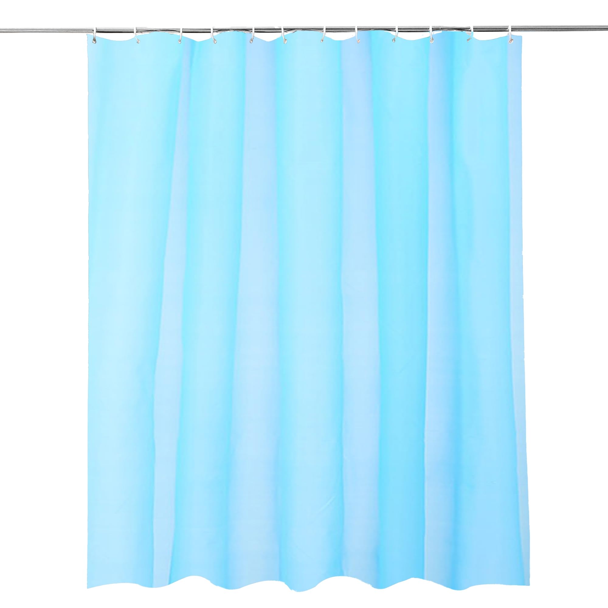WedDecor Shower Curtains Mould Proof Resistant, Waterproof PEVA Shower Curtain Heavy Duty Bathroom Curtains, With 12 White Plastic Hooks, 180cm x 180cm, Blue