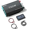 Renogy 700W Pure Sine Wave Inverter 12V DC to 120V AC Converter for Home, RV, Truck, Off-Grid Solar Power Inverter 12V to 110V with Built-in 5V/2.1A USB Port, AC Hardwire Port, Remote Controller