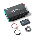 Renogy Inverter P2 700W Pure Sine Wave Inverter 12V DC to 120V AC, Off-Grid Solar Power Converter for Home, RV, Truck, Camping, with Built-in 5V/2.1A USB Port, AC Hardwire Port, Remote Controller