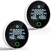 2 Packs 4 in 1 Carbon Monoxide Detectors Plug in, Natural Gas Leak & Carbon Monoxide Detectors, Dual Alarms and HD Screen Display with CO/Gas/Temperature/Humidity for Home/Travel/RV