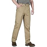 BOCOMAL FR Pants for Men Classic 5 Pockets Relaxed Fit Elastic Waist Water/Stain Repellent Work Jeans NFPA 2112/CAT2