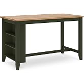 Signature Design by Ashley Gesthaven Counter Height Dining Table, Kitchen Island Table with 3 Storage Shelves, Wood Construction, Seats Up to 4, Natural and Green, 60" W