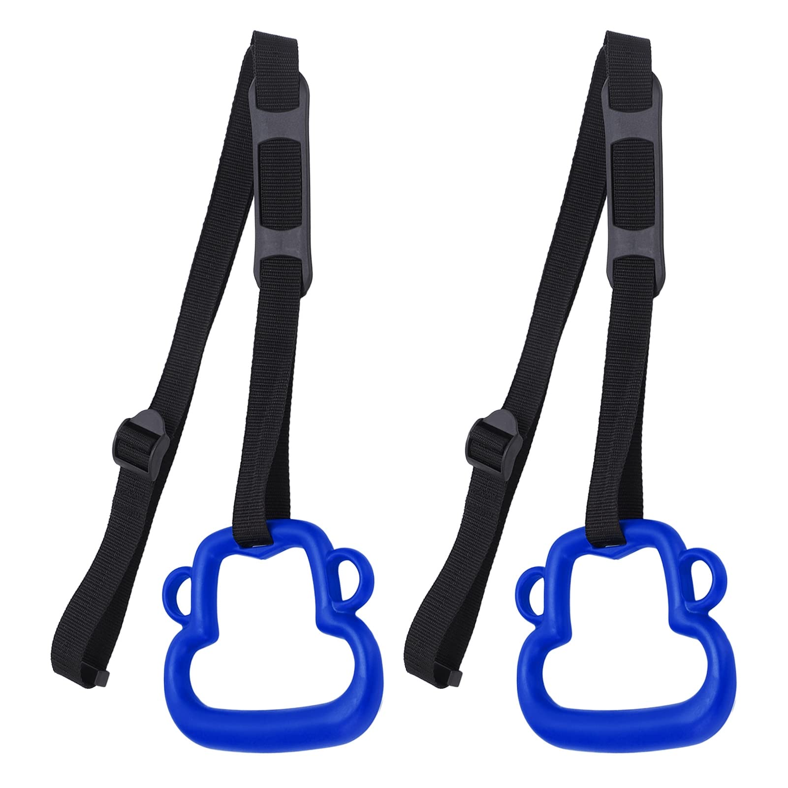 EVTSCAN 1Pair Kids Gymnastic Rings Pull up Rings for Chlidren Exercise, Indoor Gym Ring with Adjustable Strap for Indoor Home, Load Bearing 331lb(Blue)