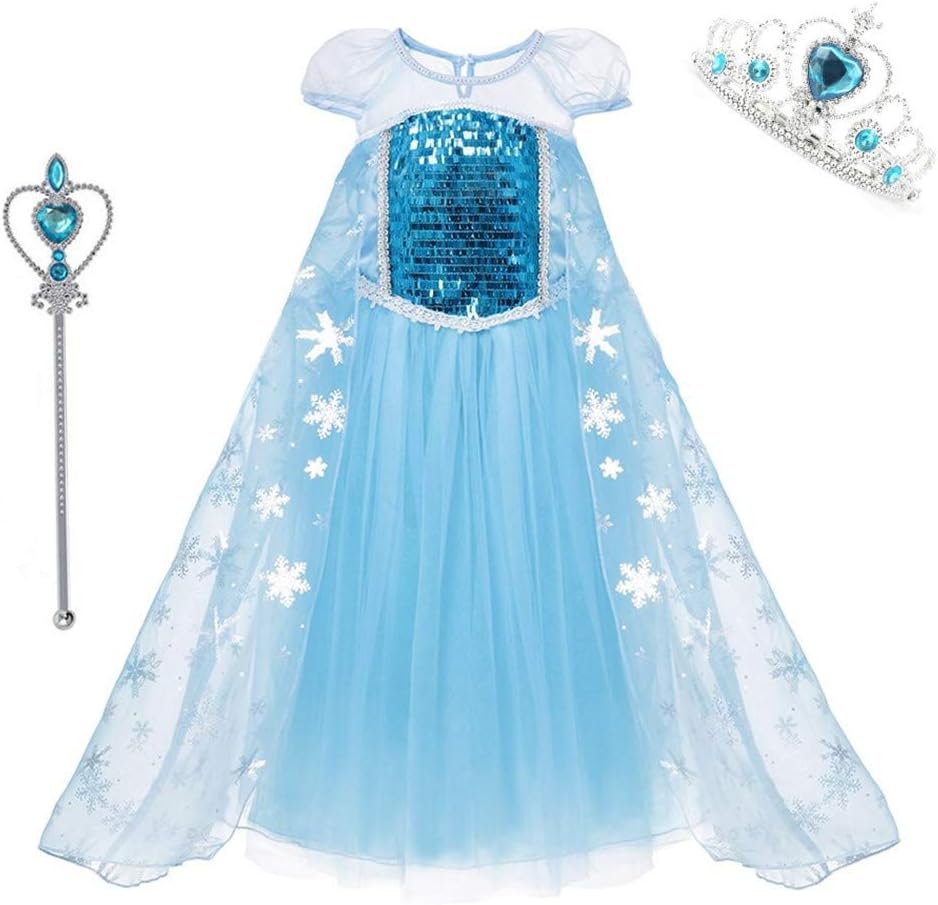 Princess Costumes Sequins Dress Up Party Outfit for Toddler Girls (Short Sleeve, 120/4T)
