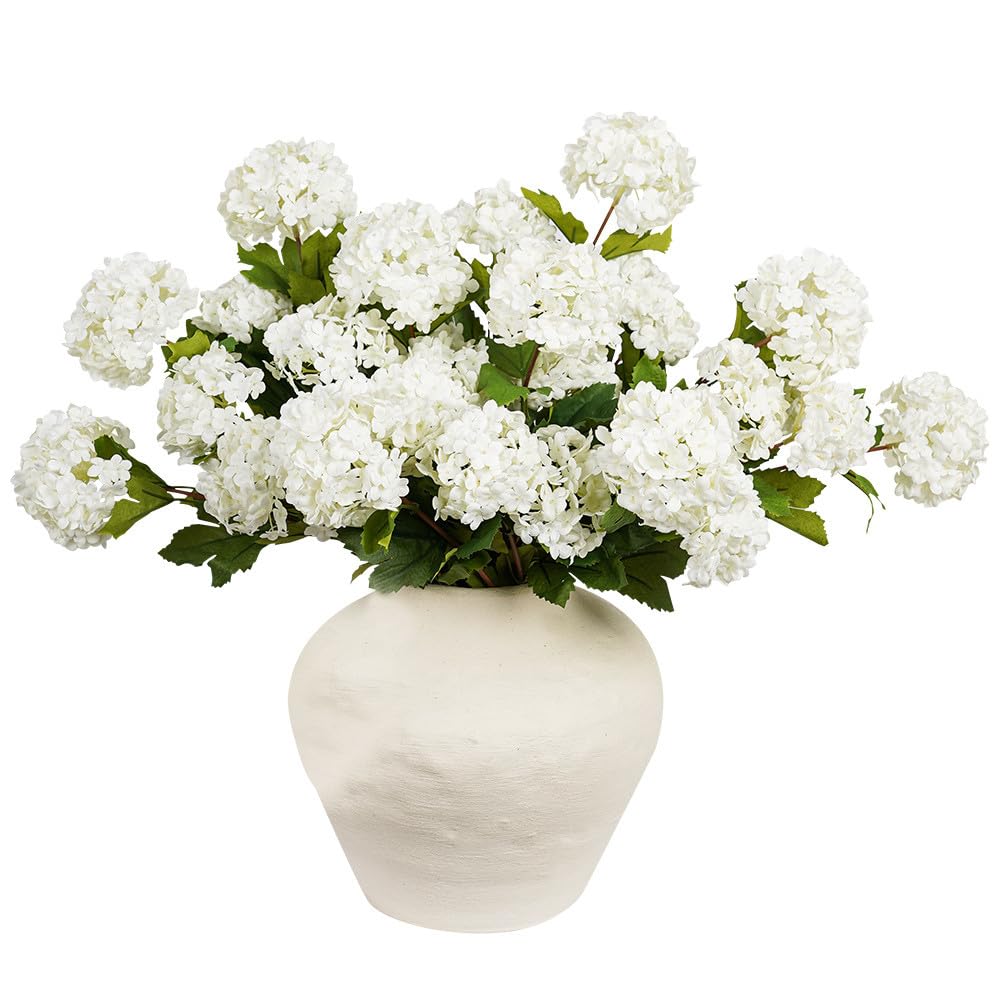 Photo 1 of Melorca&Guilla Artificial Flowers for Decoration, 6Pcs 23inch White Hydrangea Fake Flowers,Faux Flowers for Vase,Faux Floral Stems for Wedding Party Kitchen Home Decorations (6, White003)