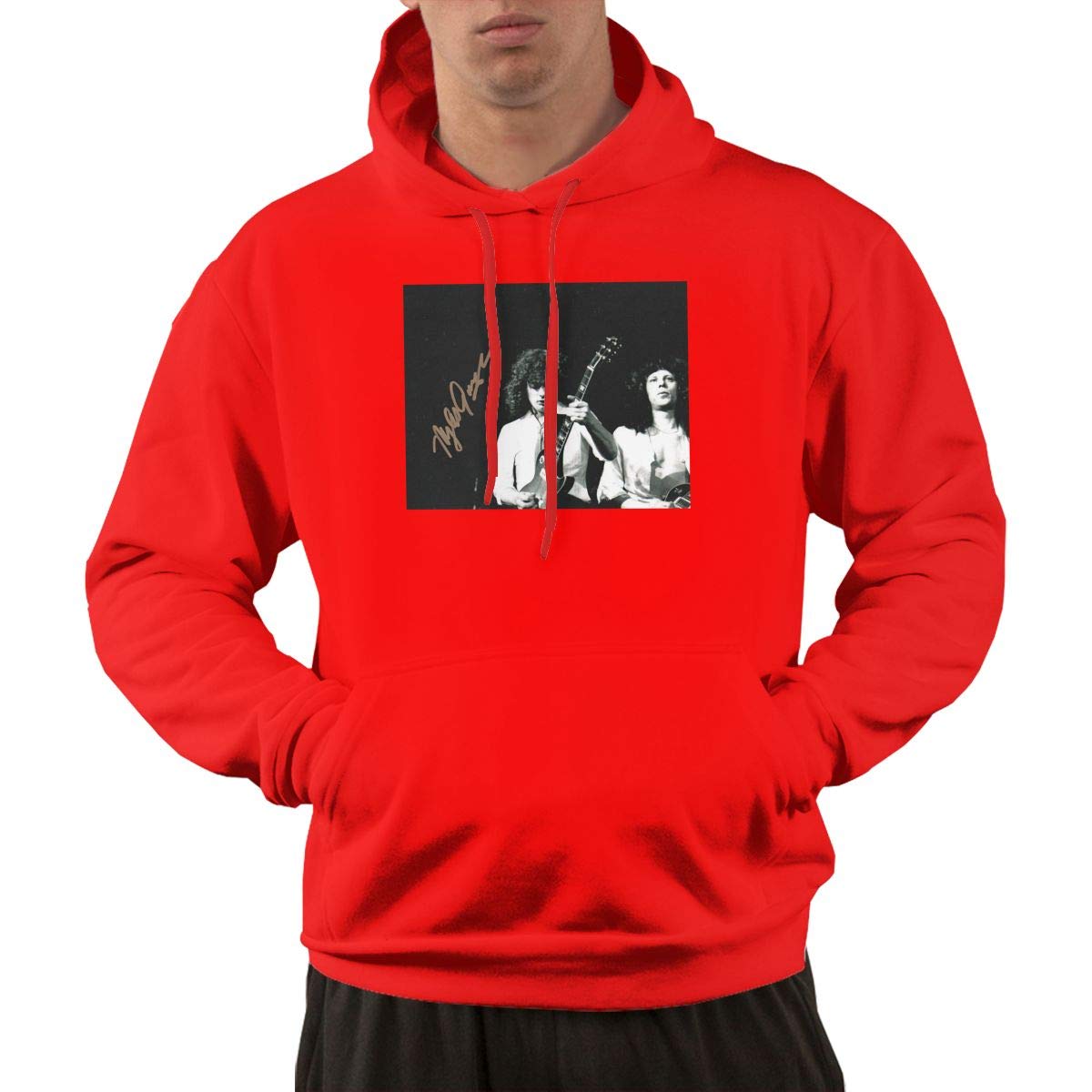 S Pullover Retro Red Print April Wine Cool Hooded Shirts With Pocket L