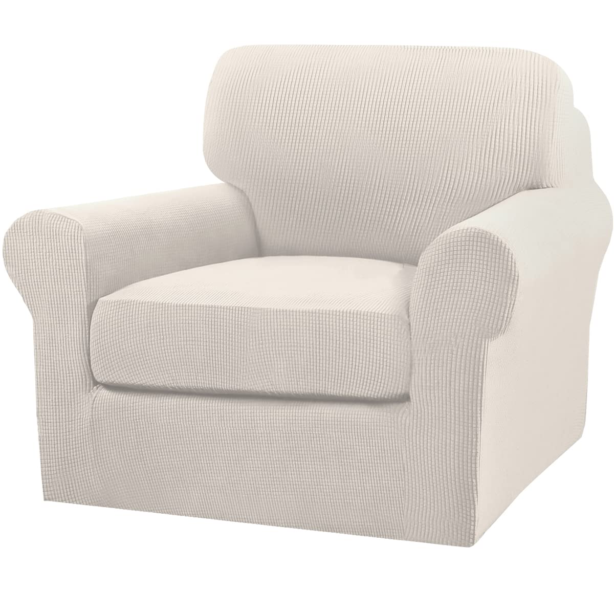 Photo 1 of Turquoize 2 Piece Chair Covers for Living Room Armchair Couch Cover with Individual Cushion Covers Furniture Cover for Chairs Feature Jacquard Fabric (Chair, Ivory)