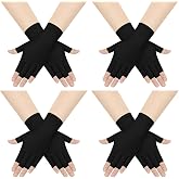 Sureio 4 Pairs UV Protection Fingerless Gloves for Women Sun Gloves