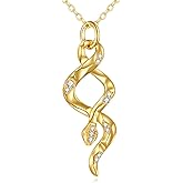 KECHO 14K Solid Gold Snake Necklace Gold Snake Pendant Delicate Cubic Zirconia Animal Jewelry Gifts for Women