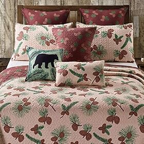 Virah Bella 3 Piece Full/Queen Cabin Quilt Bedding Set - Forest Pines - Rustic Country Reversible Patchwork Comforter… 61w56xrk5OL
