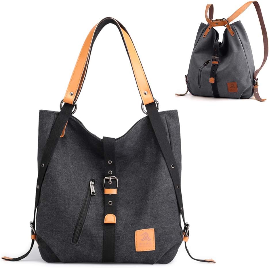 Chikencall 3 ways Women Canvas Purses Handbags Totes Shoulder Bag Backpack Hobo