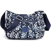 Nawoshow Nylon Floral Multi-Pocket Crossbody Purse Bags for Women Travel Shoulder Bag