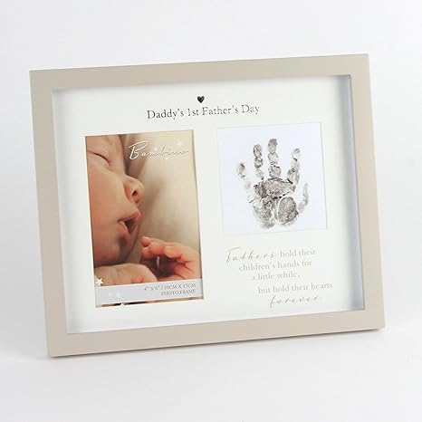 Bilderrahmen zum 1. Vatertag, „Daddys 1st Fathers Day“, für Foto und Handabdruck, Geschenk