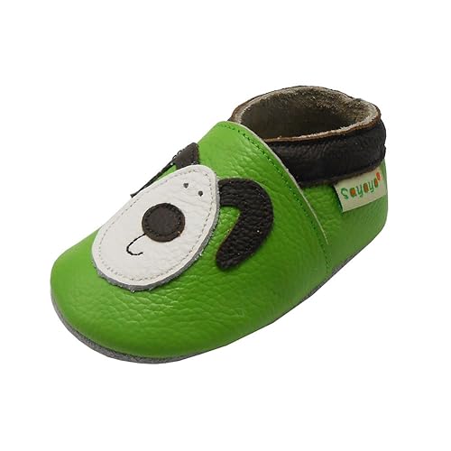 Sayoyo Hund WeichesLeder Lauflernschuhe Krabbelschuhe Babyschuhe Schwarz