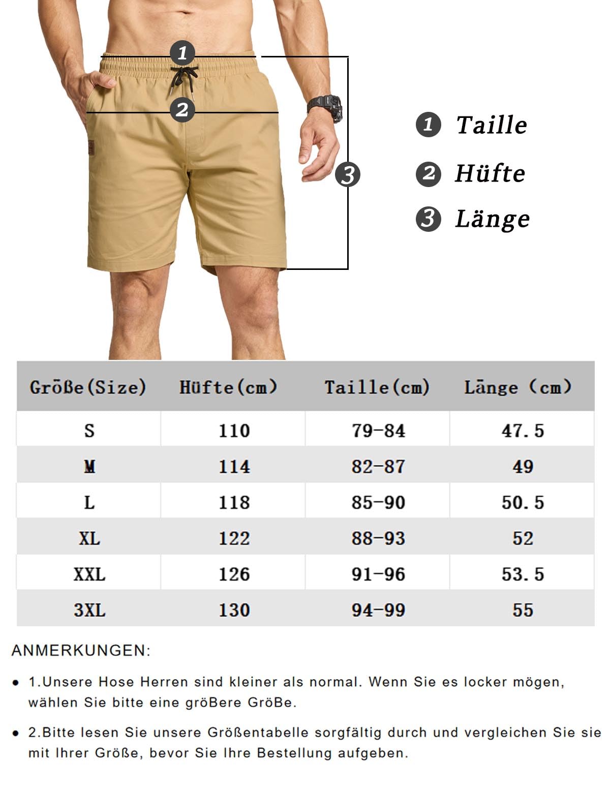 JustSun Kurze Hosen Herren Shorts Sommer Chino Stretch Baumwolle Freizeithose Kurze Jogginghose Sporthose Sport Elastische Taille mit Taschen Blau XL 6