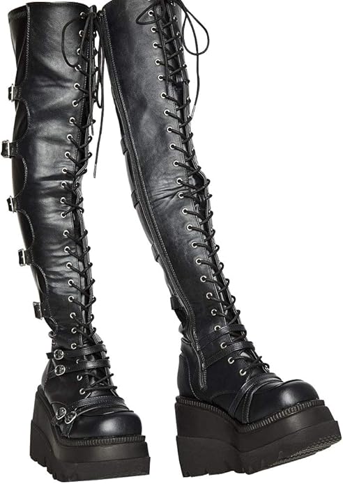 VOMIRA Thigh Platform Buckle Wedges