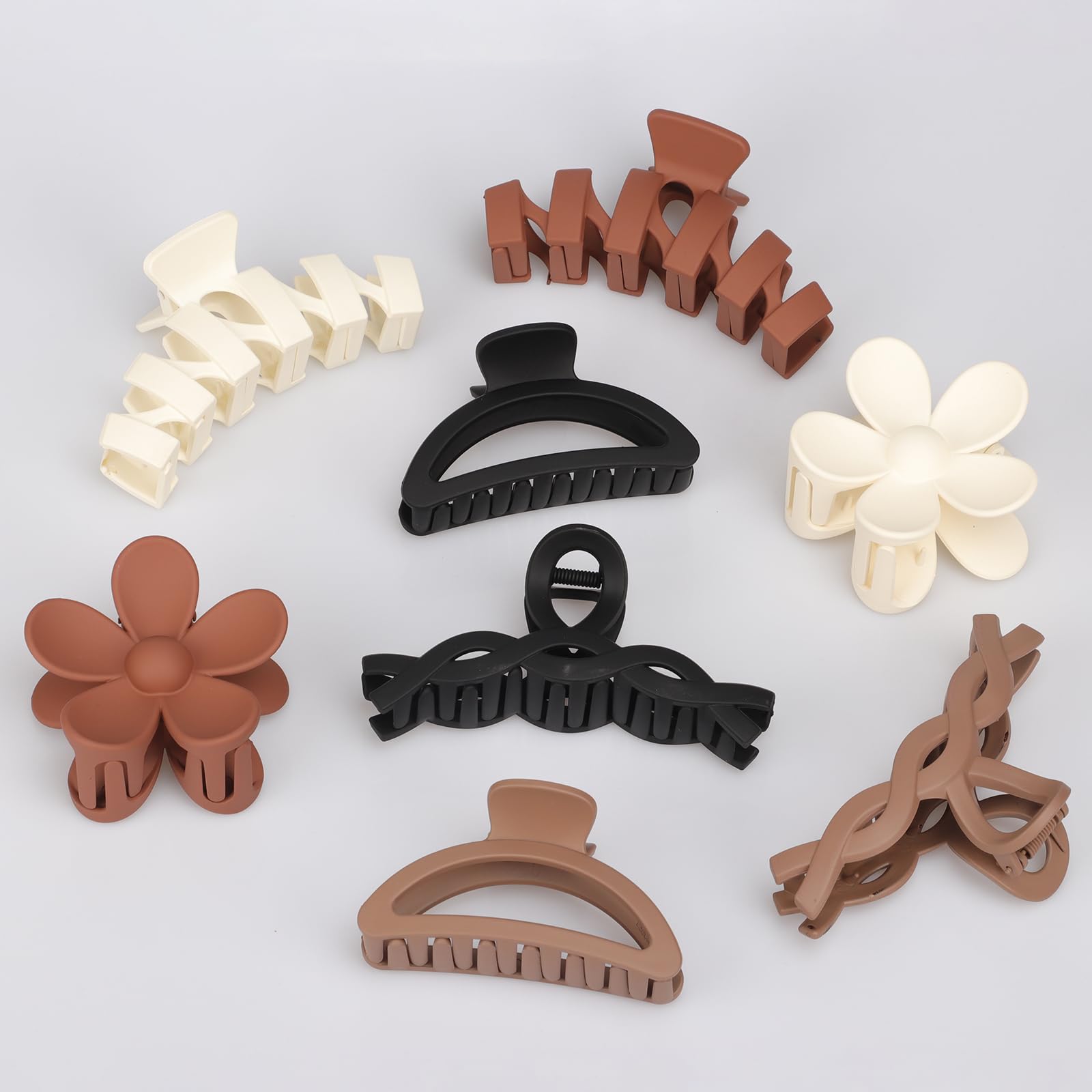 8Pcs Assortment Large Claw Clips for Women,Flower Claw Clips for Thick Hair,Non-Slip Hair Accessories with Multi-Styles